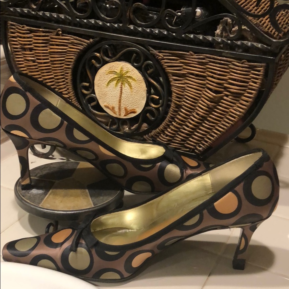 Unique Polka Dot Gold, Brown, Black, Pump